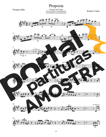 Roberto Carlos Proposta - Teclado partitura para Trompete