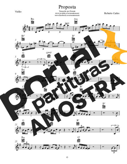 Roberto Carlos Proposta - Teclado partitura para Violão
