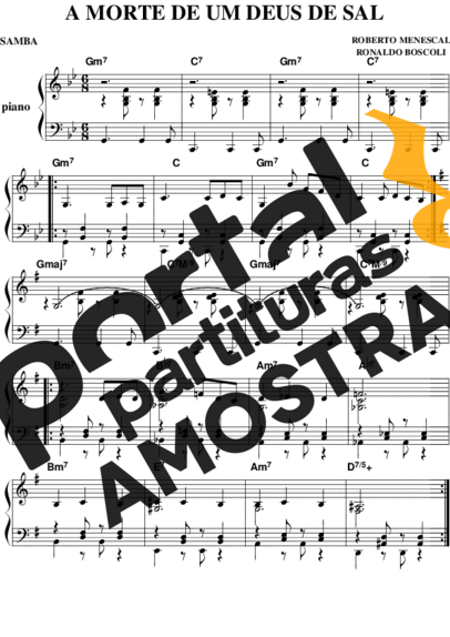 Roberto Menescal A Morte de Um Deus de Sal partitura para Piano