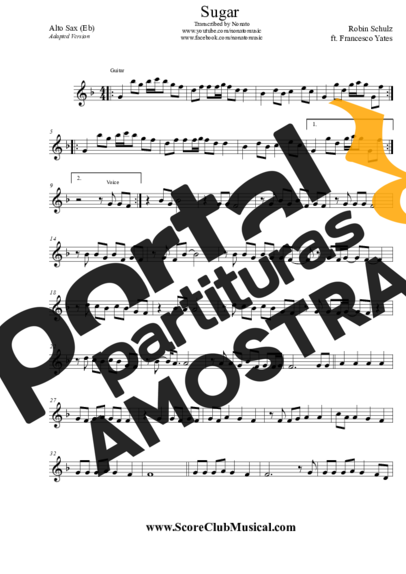Robin Schulz  partitura para Saxofone Alto (Eb)