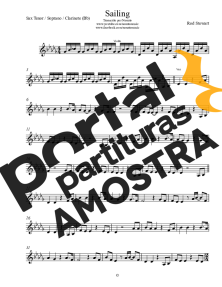 Rod Stewart Sailing partitura para Saxofone Tenor Soprano (Bb)