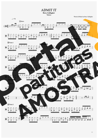 Rory Gallagher Admit It partitura para Bateria