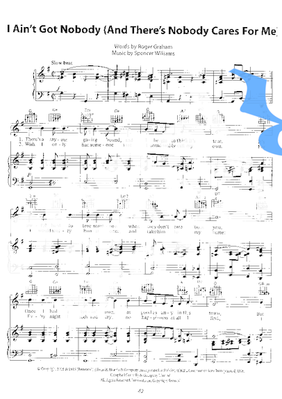 Rosemary Clooney I An´t Got Nobody (And There´s Nobory Cares For Me) partitura para Piano