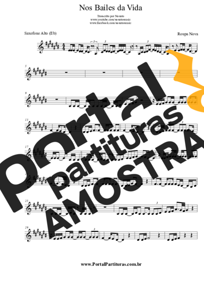 Roupa Nova  partitura para Saxofone Alto (Eb)