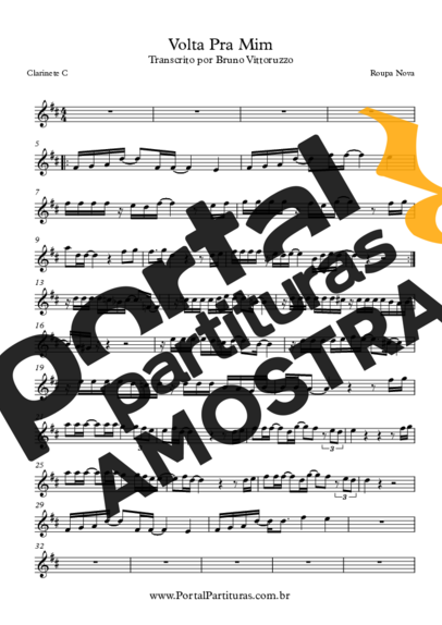 Roupa Nova  partitura para Clarinete (C)