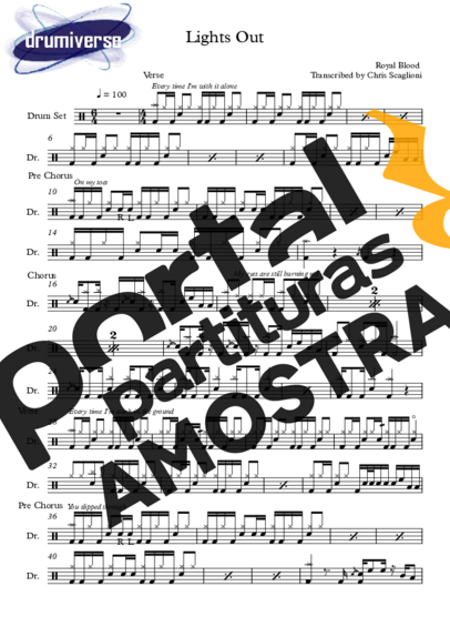Royal Blood Lights Out (Royal Blood song) partitura para Bateria