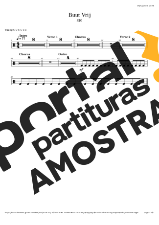 S10 Buut Vrij partitura para Bateria