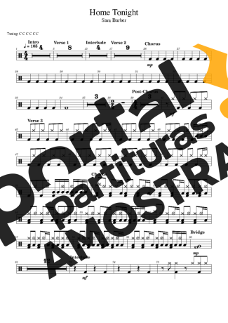 Sam Barber Home Tonight partitura para Bateria