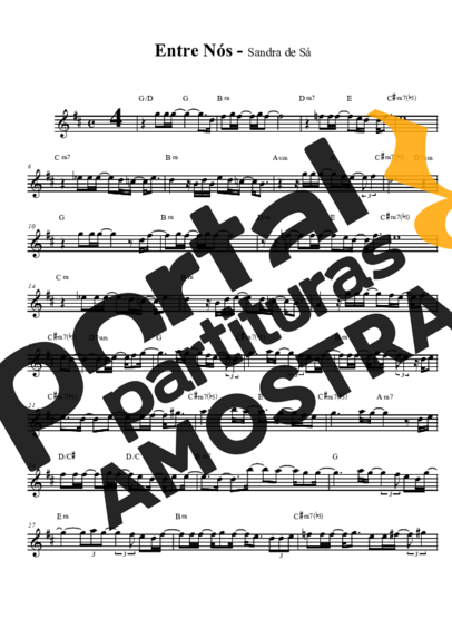 Sandra de Sá Entre nós partitura para Saxofone Tenor Soprano (Bb)