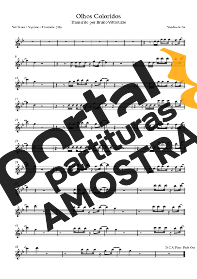 Sandra de Sá Olhos Coloridos partitura para Saxofone Tenor Soprano (Bb)