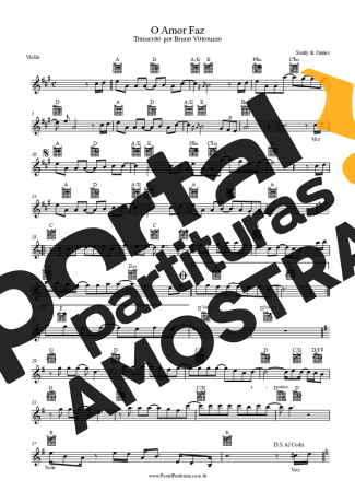 Sandy e Junior O Amor Faz partitura para Violão