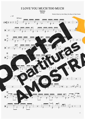 Santana I Love You Too Much partitura para Bateria