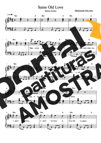 Selena Gomez Same Old Love partitura para Piano