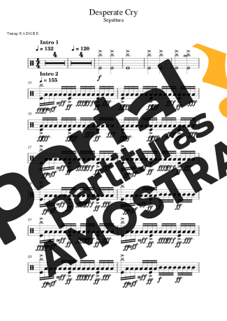 Sepultura Desperate Cry partitura para Bateria