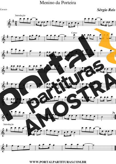 Sérgio Reis Menino da Porteira partitura para Cavaco