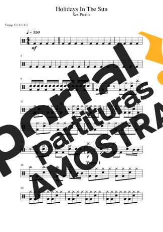 Sex Pistols Holidays In The Sun partitura para Bateria