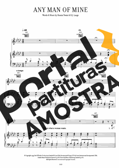 Shania Twain Any Man Of Mine partitura para Piano