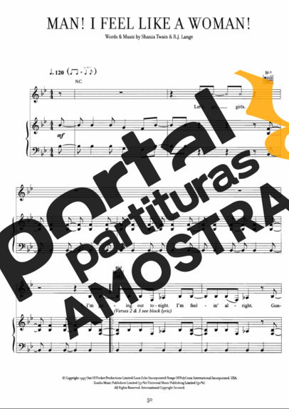 Shania Twain Man I Feel Like A Woman partitura para Piano