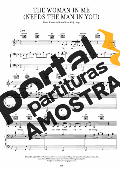 Shania Twain The Woman In Me (Needs The Man In You) partitura para Piano