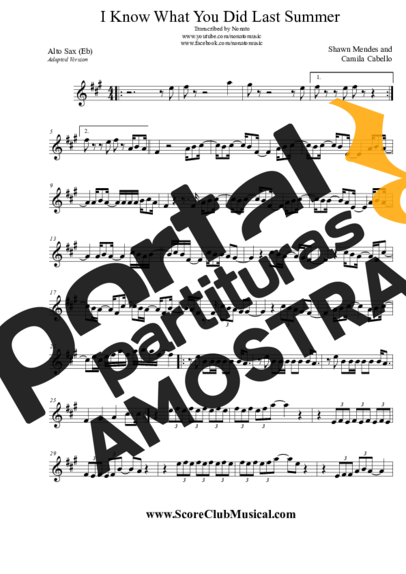 Shawn Mendes and Camila Cabello I Know What You Did Last Summer partitura para Saxofone Alto (Eb)