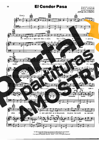 Simon and Garfunkel El Condor Pasa partitura para Piano