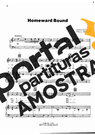 Simon and Garfunkel Homeward Bound partitura para Piano