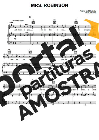 Simon & Garfunkel Mrs. Robinson partitura para Piano