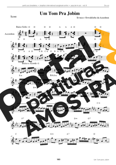 Sivuca Um Tom Pra Jobim partitura para Acordeon