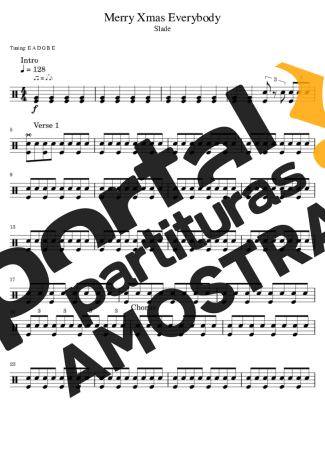 Slade Merry Xmas Everybody partitura para Bateria