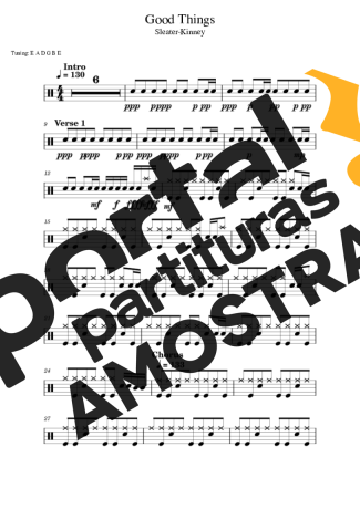 Sleater Kinney Good Things partitura para Bateria