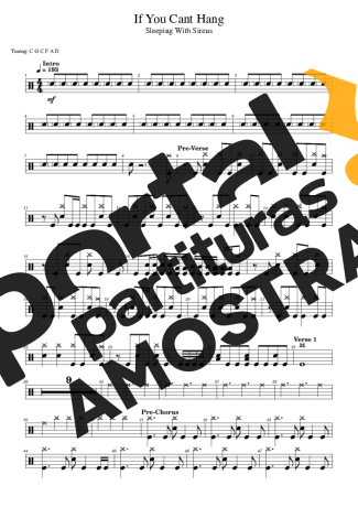 Sleeping With Sirens If You Can´t Hang partitura para Bateria