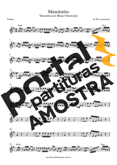 Só Pra Contrariar Mineirinho partitura para Violino