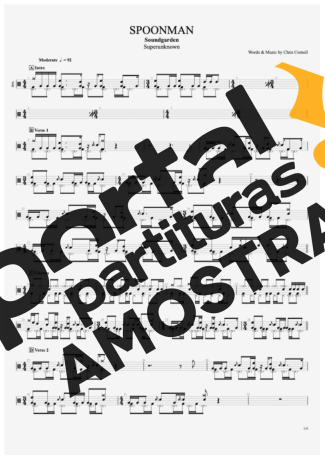 Soundgarden Spoonman partitura para Bateria