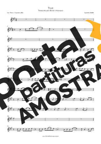 Spandau Ballet  partitura para Saxofone Tenor Soprano (Bb)