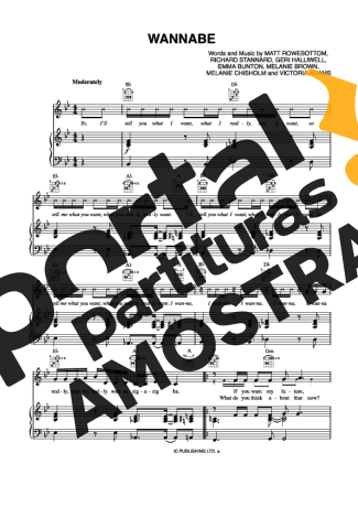 Spice Girls Wannabe partitura para Piano