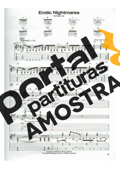 Steve Vai Erotic Nightmares partitura para Guitarra