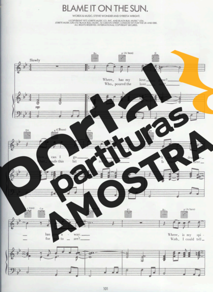 Stevie Wonder Blame It On The Sun partitura para Piano