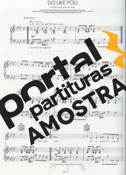 Stevie Wonder Do Like You partitura para Piano