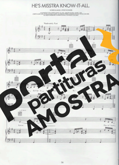 Stevie Wonder Hes Misstra Know It All partitura para Piano