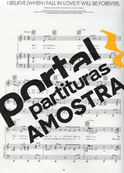 Stevie Wonder I Believe (When I Fall In Love It Will Be Forever) partitura para Piano
