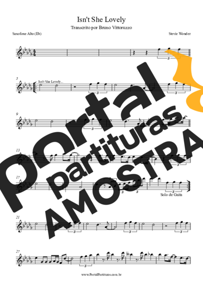 Stevie Wonder Isn´t She Lovely partitura para Saxofone Alto (Eb)