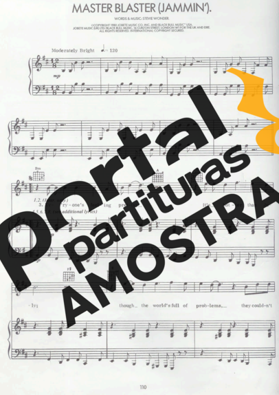 Stevie Wonder Master Blaster Jammin partitura para Piano