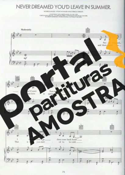 Stevie Wonder Never Dreamed Youd Leave In Summer partitura para Piano