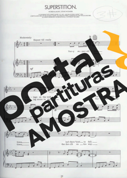 Stevie Wonder Superstition partitura para Piano