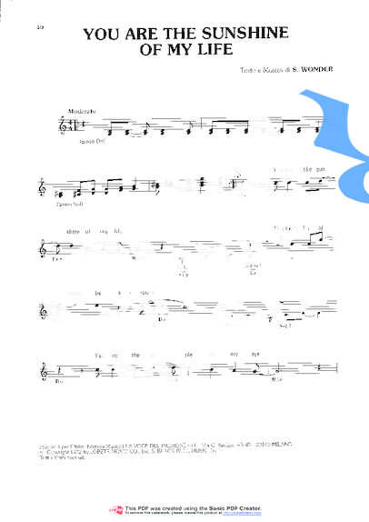 Stevie Wonder You Are The Sunshine Of My Life partitura para Teclado