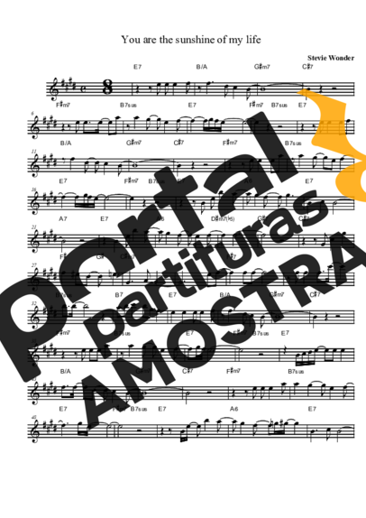 Stevie Wonder You Are The Sunshine of My Life partitura para Saxofone Tenor Soprano (Bb)