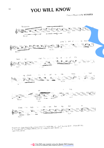 Stevie Wonder You Will Know partitura para Teclado