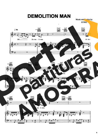 Sting Demolition Man Music Sting partitura para Piano