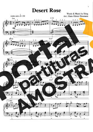 Sting Desert Rose partitura para Piano