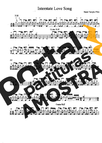 Stone Temple Pilots Interstate Love Song partitura para Bateria